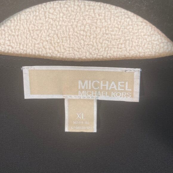 Michael Kors Julia Dress Sz XL Black Smocked Waist V-Neck Tiered Ruffle‎ Mini - Picture 5 of 8